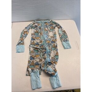 Little Sleepies Bamboo Zippy Pajamas Ice cream doughnuts 18-24‎  Months blue